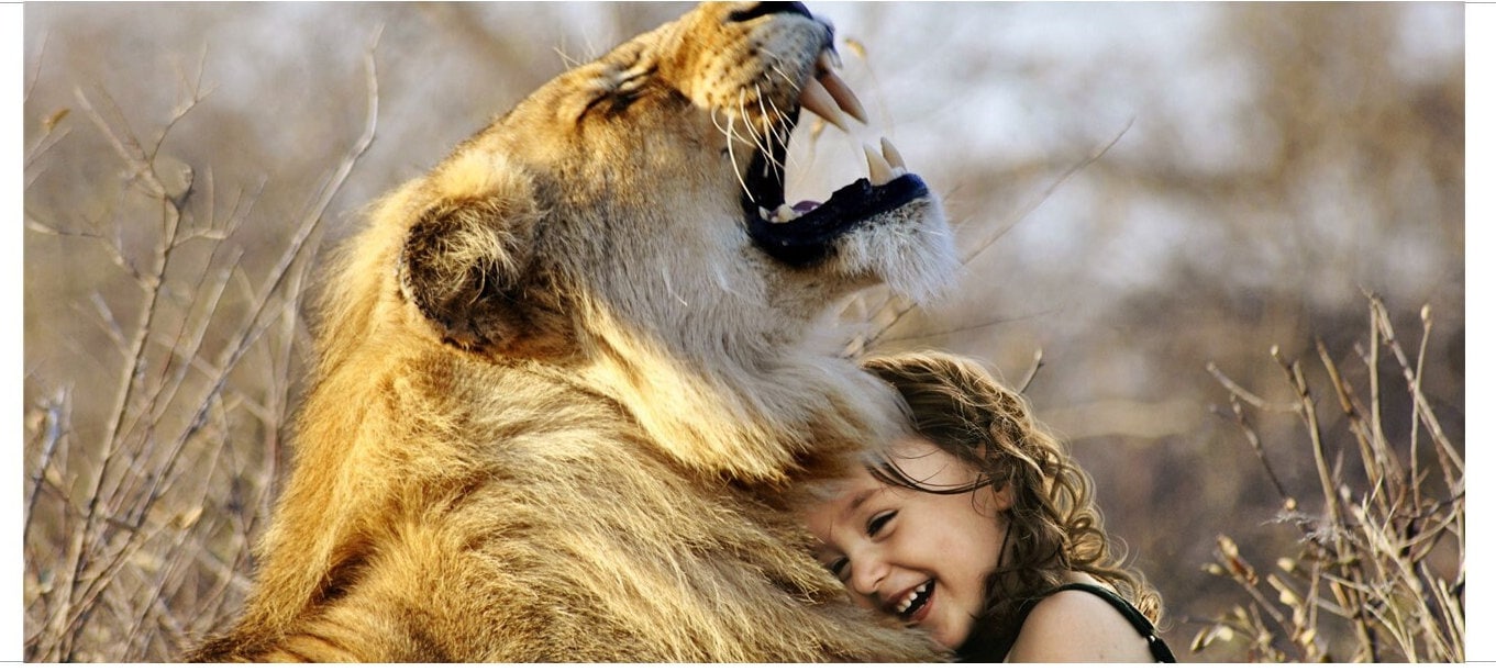 Lion laughing with girl Handmade Gifts